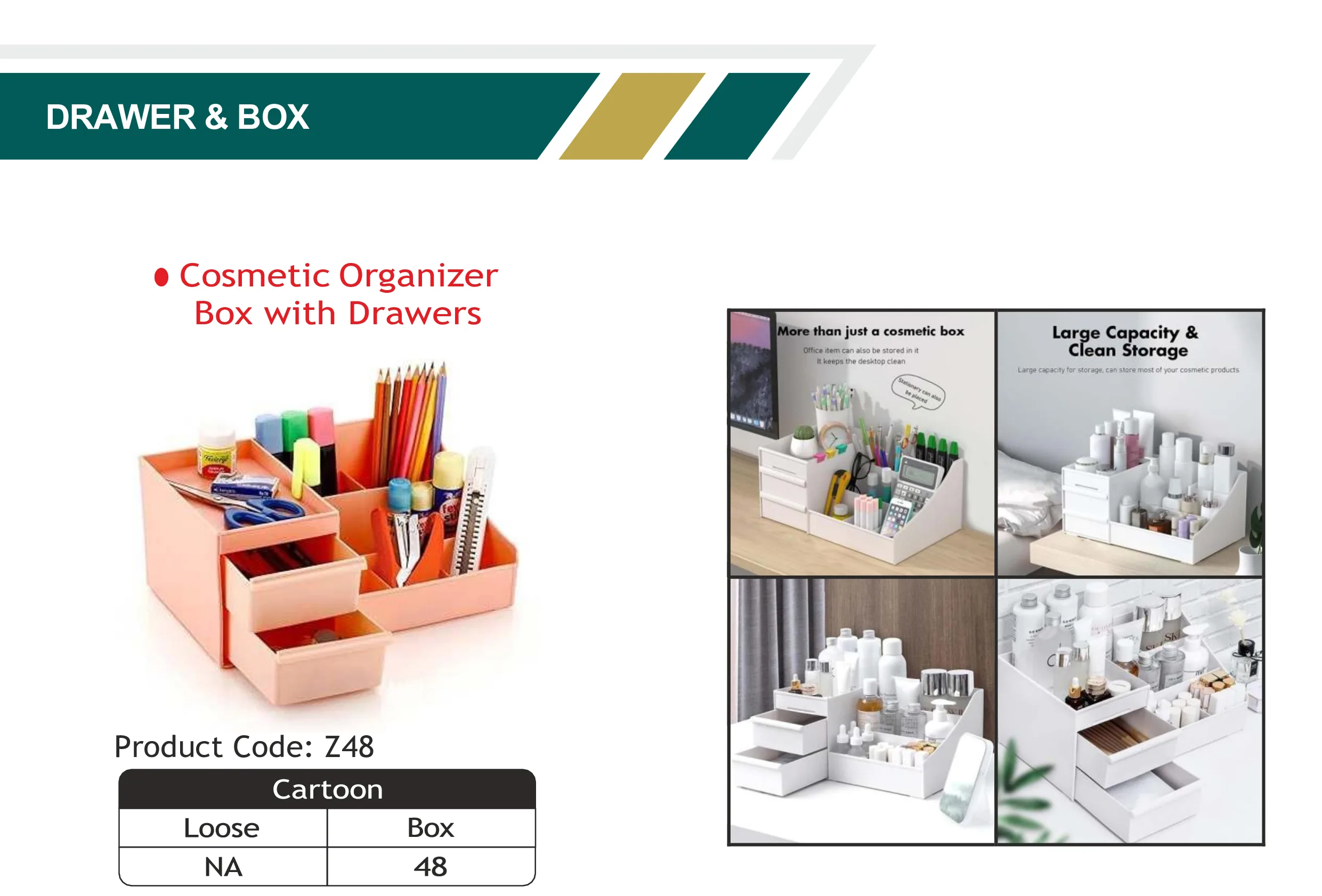 Cosmetic Organizer Box with Drawers