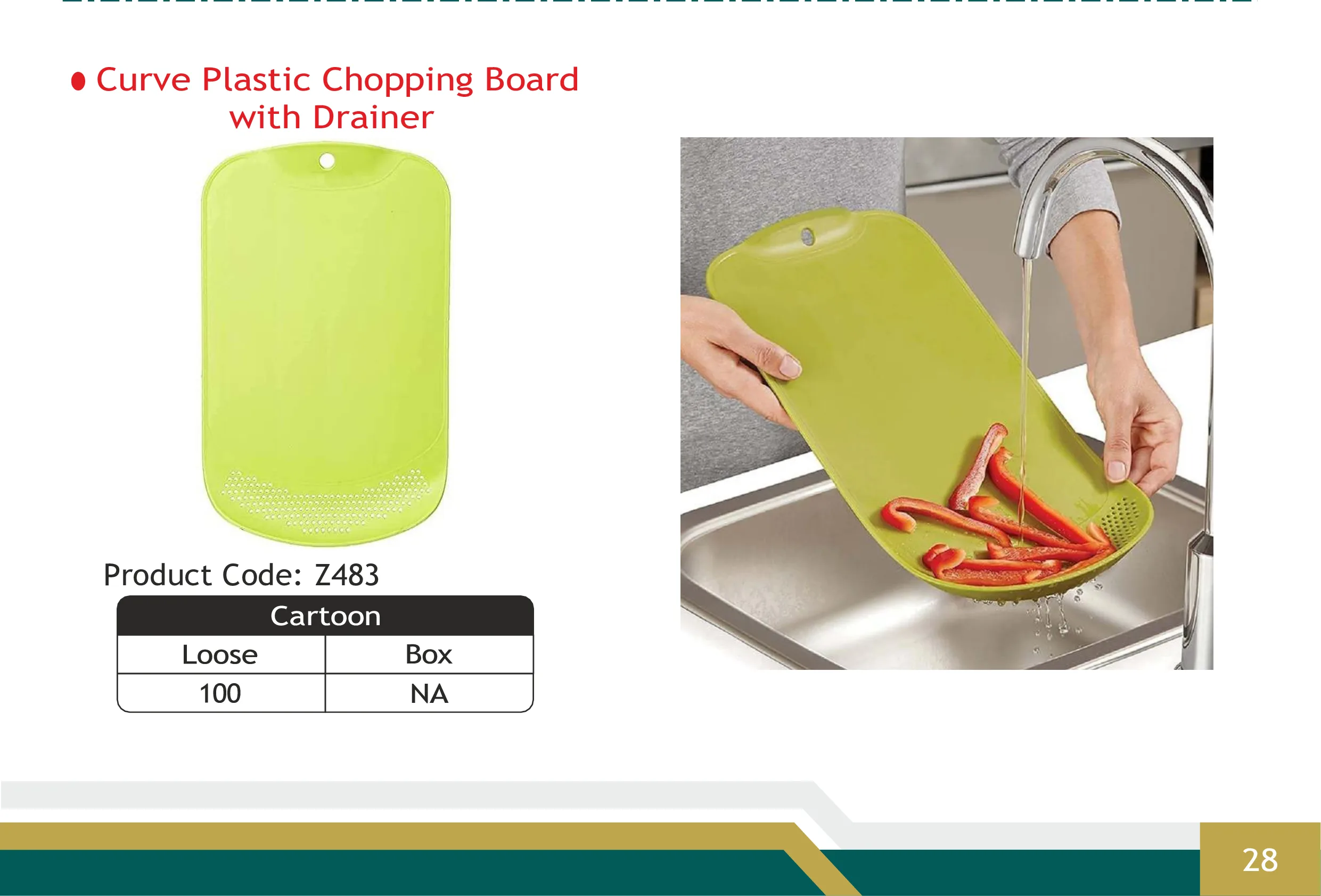 Curve Plastic Chopping Board with Drainer
