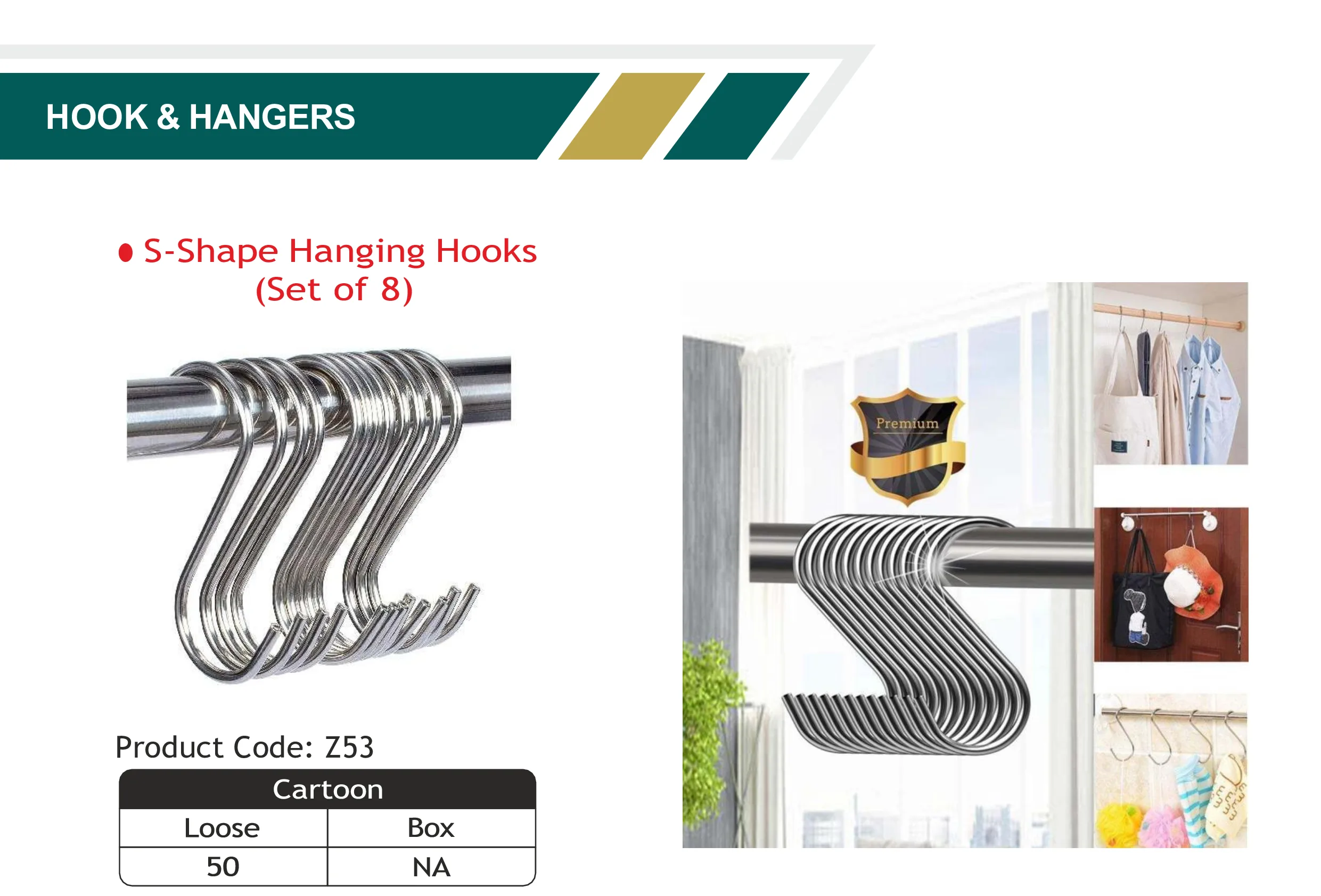 S-Shape Hanging Hooks (Set of 8)