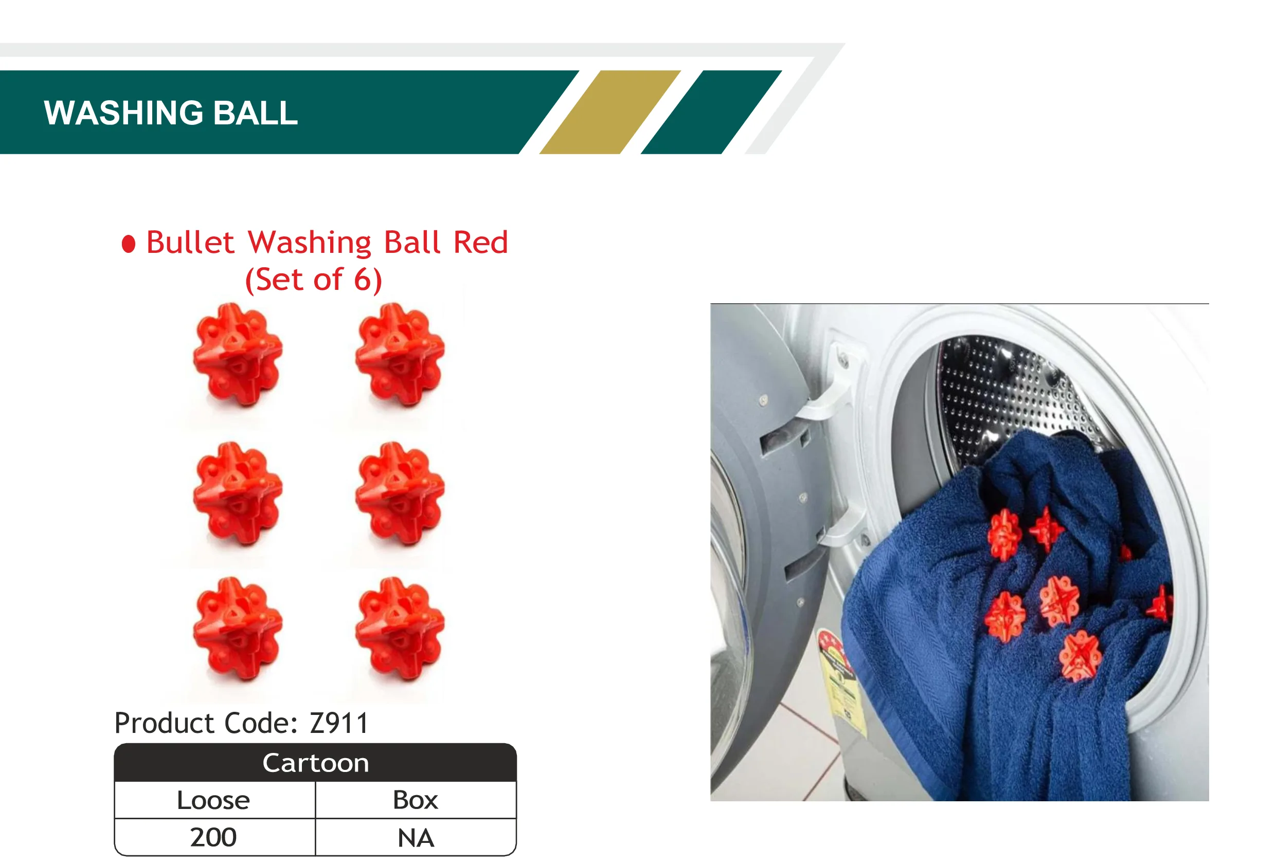 Bullet Washing Ball Red (Set of 6)
