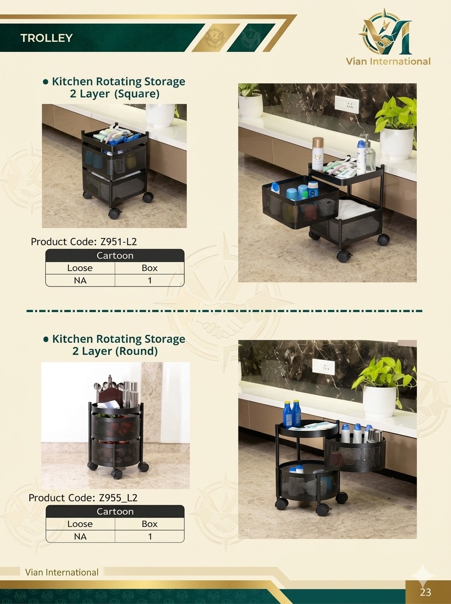 Kitchen Rotating Storage 2 Layer (Square)