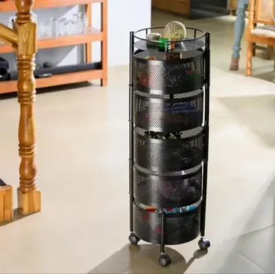 5-Shelf Kitchen Trolley Portable Rack Round